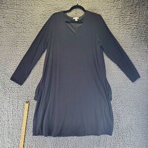 Cato Dress Womens 14/16W Black Long Sleeve V-Neck A-Line Pockets